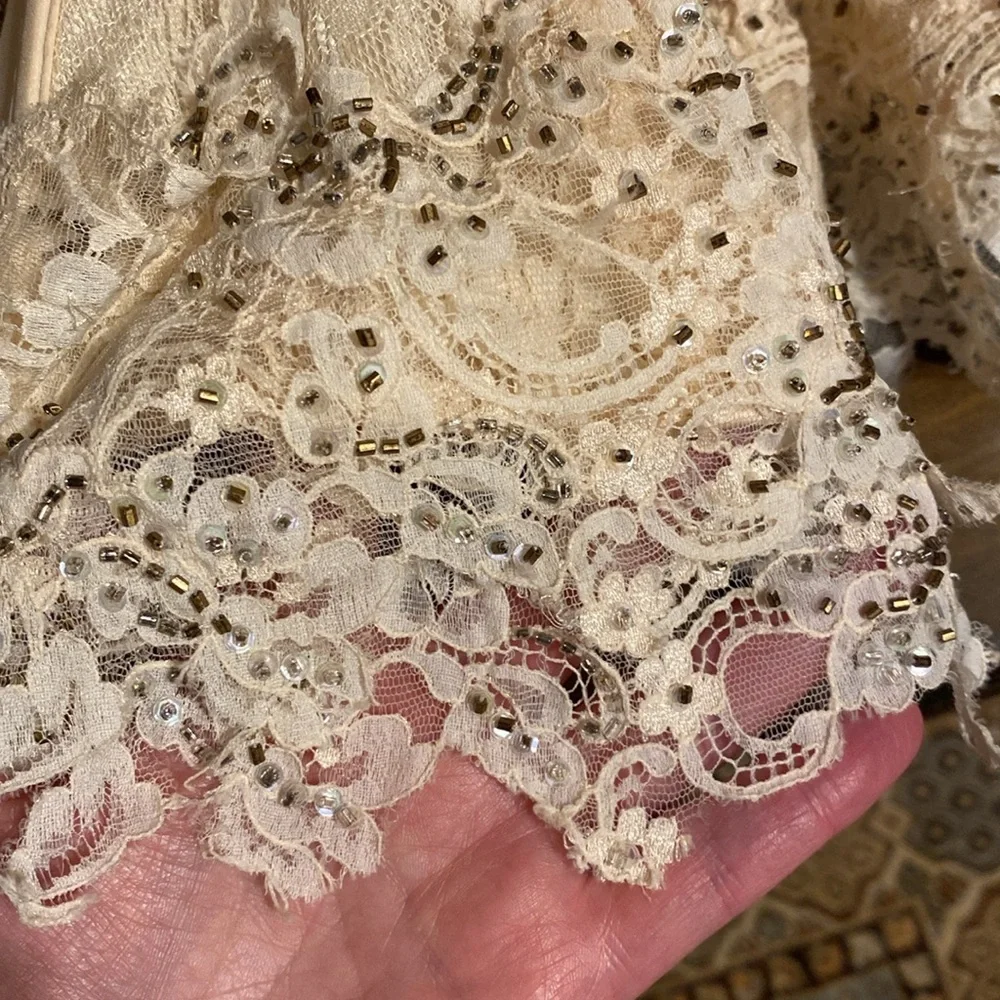 Fine Silk& Lace Bustier Gorgeous! champagne color - Picture 10 of 11